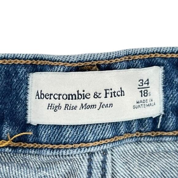 Abercrombie High Rise‎ Mom Jeans Distressed Ripped Denim Size 34 18S Short - Picture 11 of 14